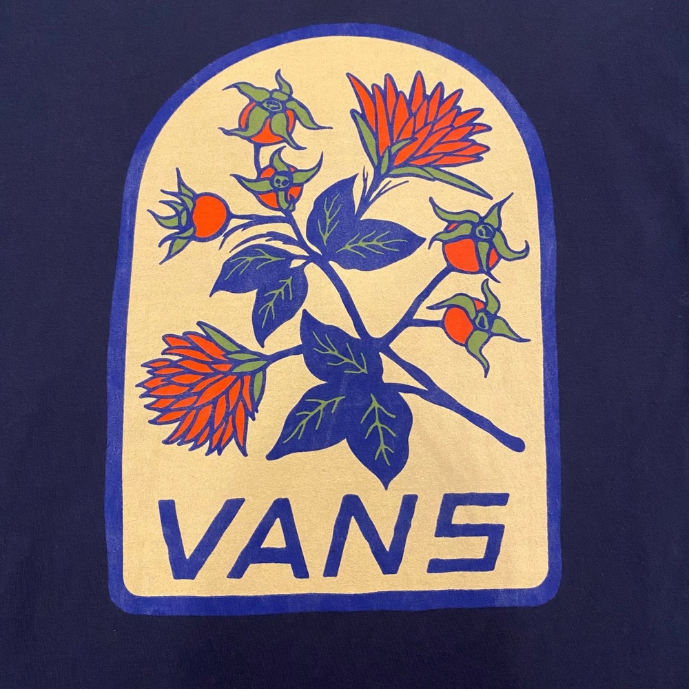 Vans Mens Classic Fit Floral Graphic T-Shirt Navy Blue Short Sleeve Medium - Picture 9 of 10